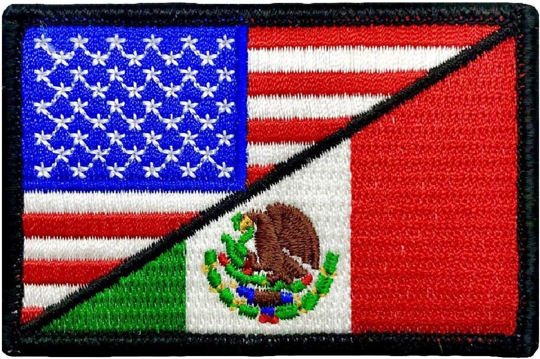 Miltacusa USA Flag Mexico Flag Patch [3.0 X 2.0 -“Hook” Fastener - UM2]