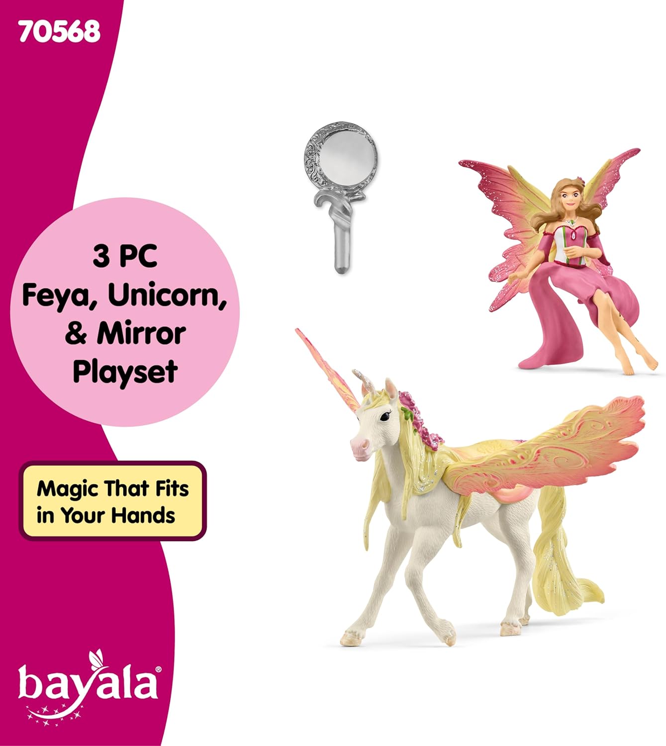 Schleich bayala Fairy Feya and Pegasus Unicorn Figurine Playset - Realistic Enchanting Fantasy Magical Fairy and Unicorn Figurine Imagination Playtime Toy Set for Boys and Girls, Gift for Kids Age 5+