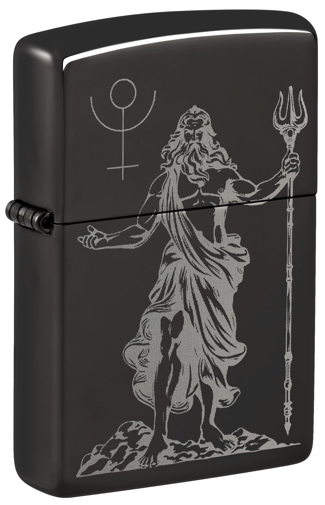 Zippo Windproof Lighter, God Pluto High Polish Black, Photo Image, Refillable, Reusable, Windproof Design, Gift Box, Made in USA