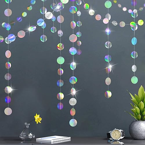 Miniatura 3 de KatchOn, Globos grandes, negros y plateados con decoraciones holográficas para colgar, 22 pulgadas, paquete de 7, telón de fondo redondo holográfico