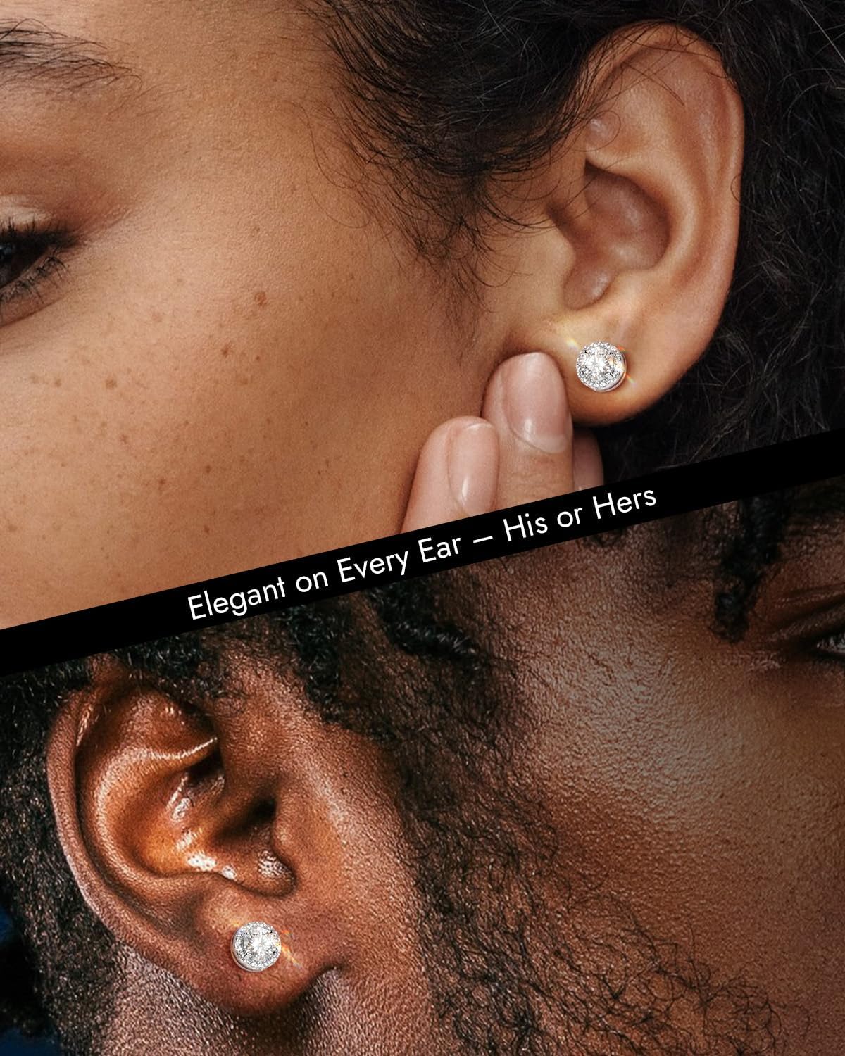 Diamond Halo Earrings for Men Women, 18K White Gold Plated 925 Sterling Silver Moissanite Diamond Studs Hypoallergenic, Birthday Jewelry Valentine Earrings Gifts for Husband Wife Son Daughter Teens - Image 5