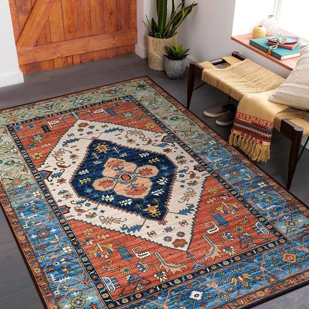 Tapis antique bohème pour salon chaleureux et studio photo de charme