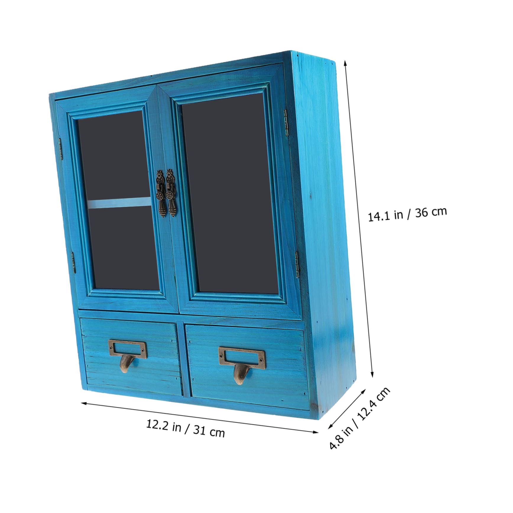 Veemoon Kleiner Hängeschrank im Vintage Stil mit Großem Fassungsvermögen Platzsparend Doppeltür Design Dekorativer Wandschrank für Wohnzimmer und Flur