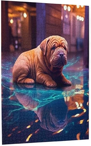 Miniatura 2 de Shar Pei - Rompecabezas de madera de perro de 1000 piezas, sorpresa para la decoración del hogar, rompecabezas artístico, regalo único de cumpleaños