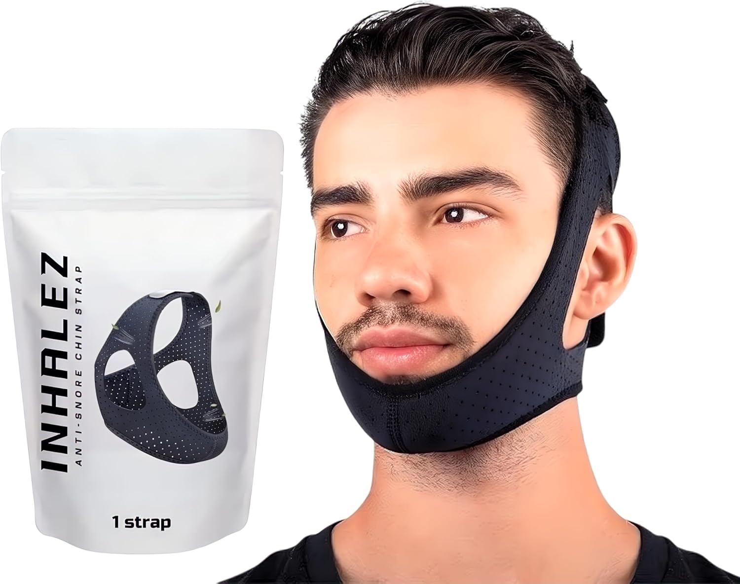 2025 New Anti Snoring Chin Strap, Sleep Aid Device, Adjustable Jaw Support, Breathable and Comfortable (Regular Black)