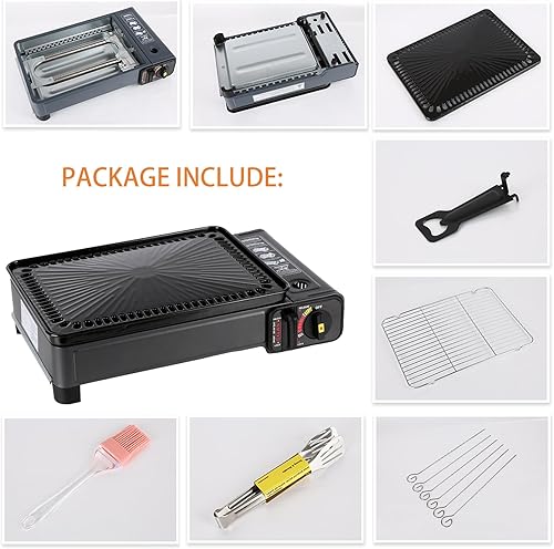 Miniatura 5 de Parrilla de gas portátil Estufa de butano, parrilla de propano portátil, parrilla de barbacoa de mesa portátil, parrilla coreana para cocinar al