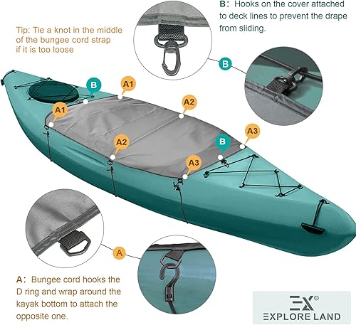 Miniatura 5 de Explore Land Waterproof Kayak Cover - 600D Kayak Drape for Indoor and Outdoor Storage
