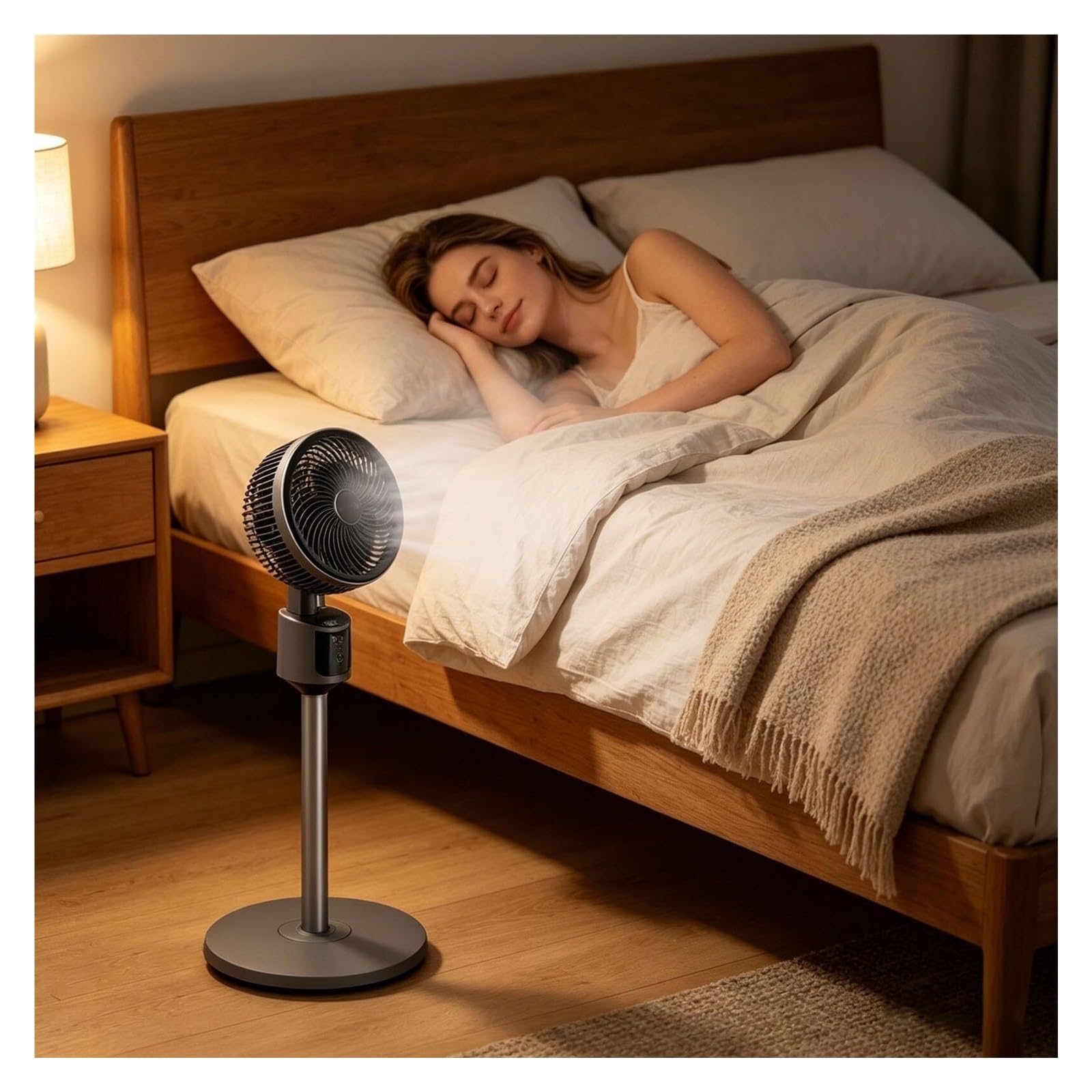 Ventilatore a piantana molto silenzioso, potente ventilatore estivo | Con 3 velocità, potente raffreddamento per camera da letto, soggiorno e casa, silenzioso (grigio)