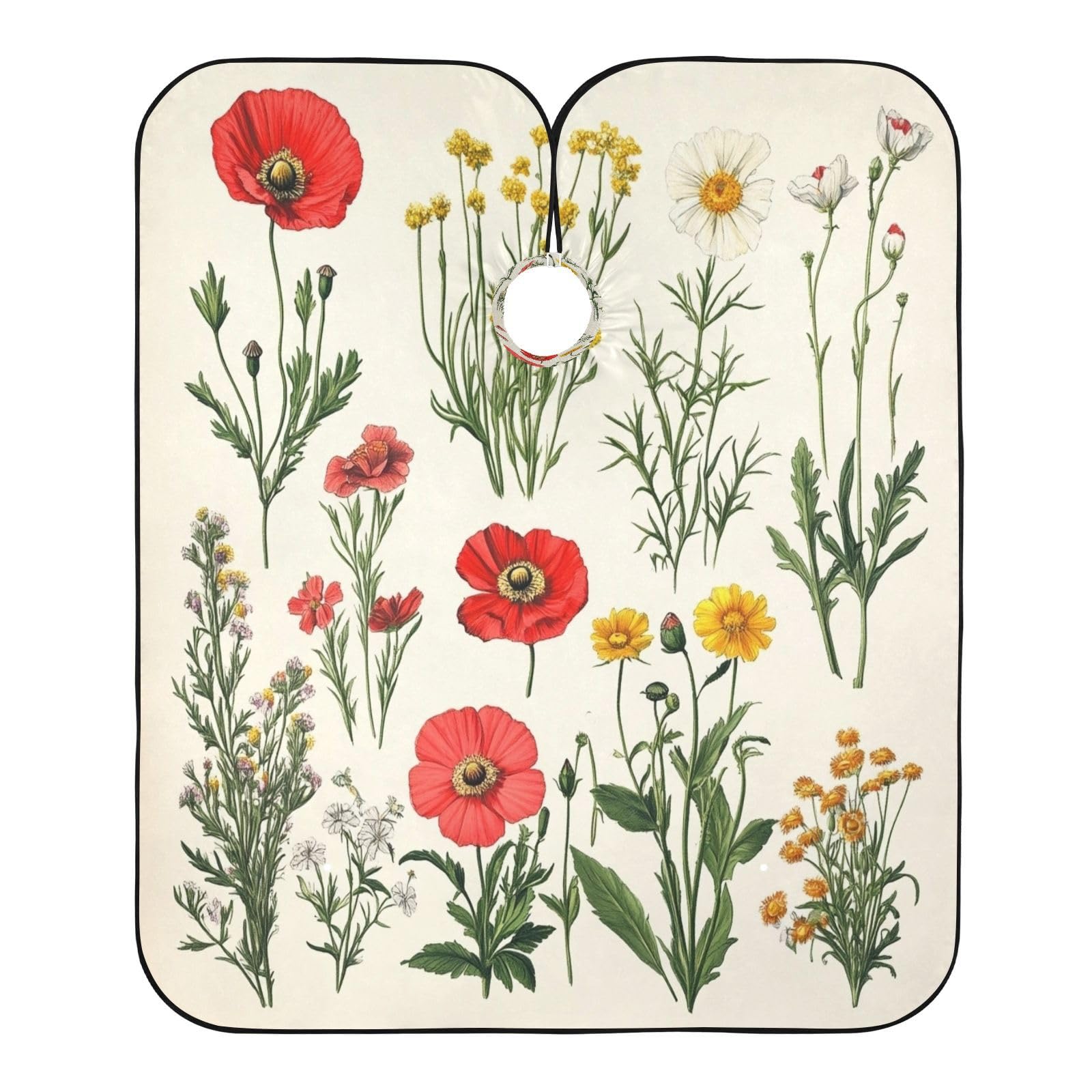 Kigai Hair Cutting Cape for Men & Women Wildflowers Poppy Waterproof Barber Cape Professional Hairdressing Salon Styling Cape with Adjustable Closure Snap