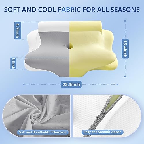 Miniatura 4 de JOLLYVOGUE Almohada cervical para el cuello  Almohada de espuma viscoelástica de contorno para aliviar el dolor de cuello con funda de almohada