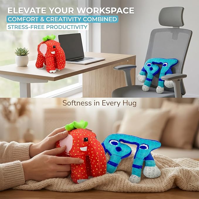 Set 2 Almohadas de Peluche Meme Cerebro y Elefante Fresa miniatura 4