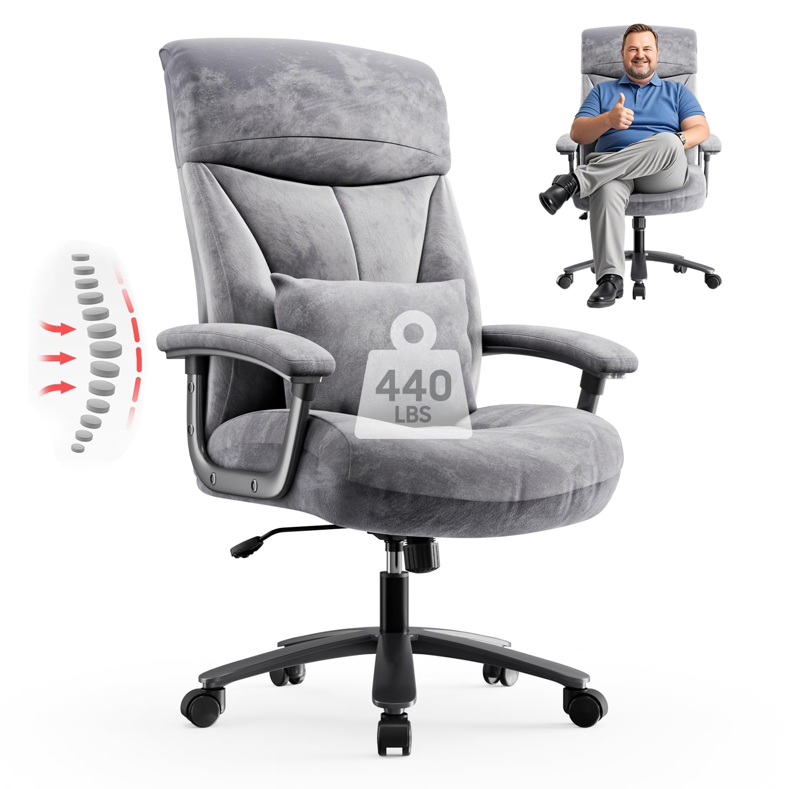 ergonomische schreibtischsessel, 200 kg tragen, hohlrohrkonstruktion, lumbaleinschluss