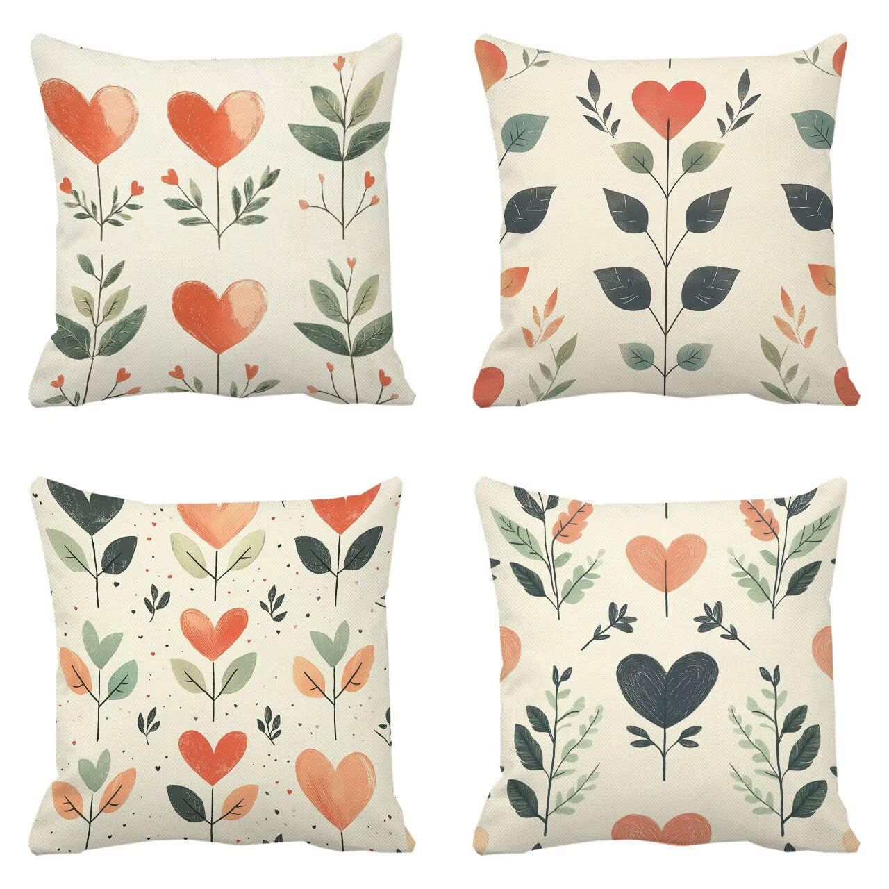 Juego de 4 Fundas Cojines Crema Amar 75 x 75 cm Fundas Cojines, Decoración Moderna Cojin Exterior, para Sofá salón Cama Sillas Decoración, Cuadrado Terciopelo Sofá Cojín Exterior (Sin Almohada) m-428