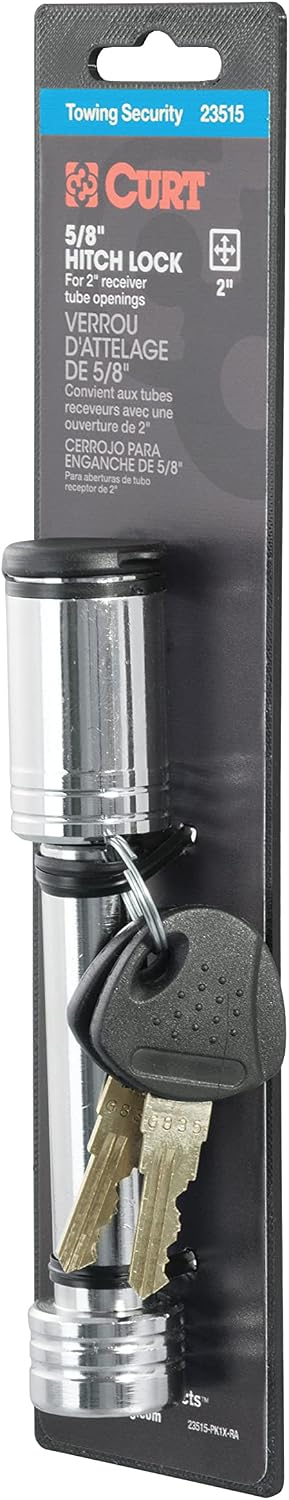 CURT 23515 Trailer Hitch Lock, 5/8-Inch Pin Diameter, Fits 2-Inch Receiver