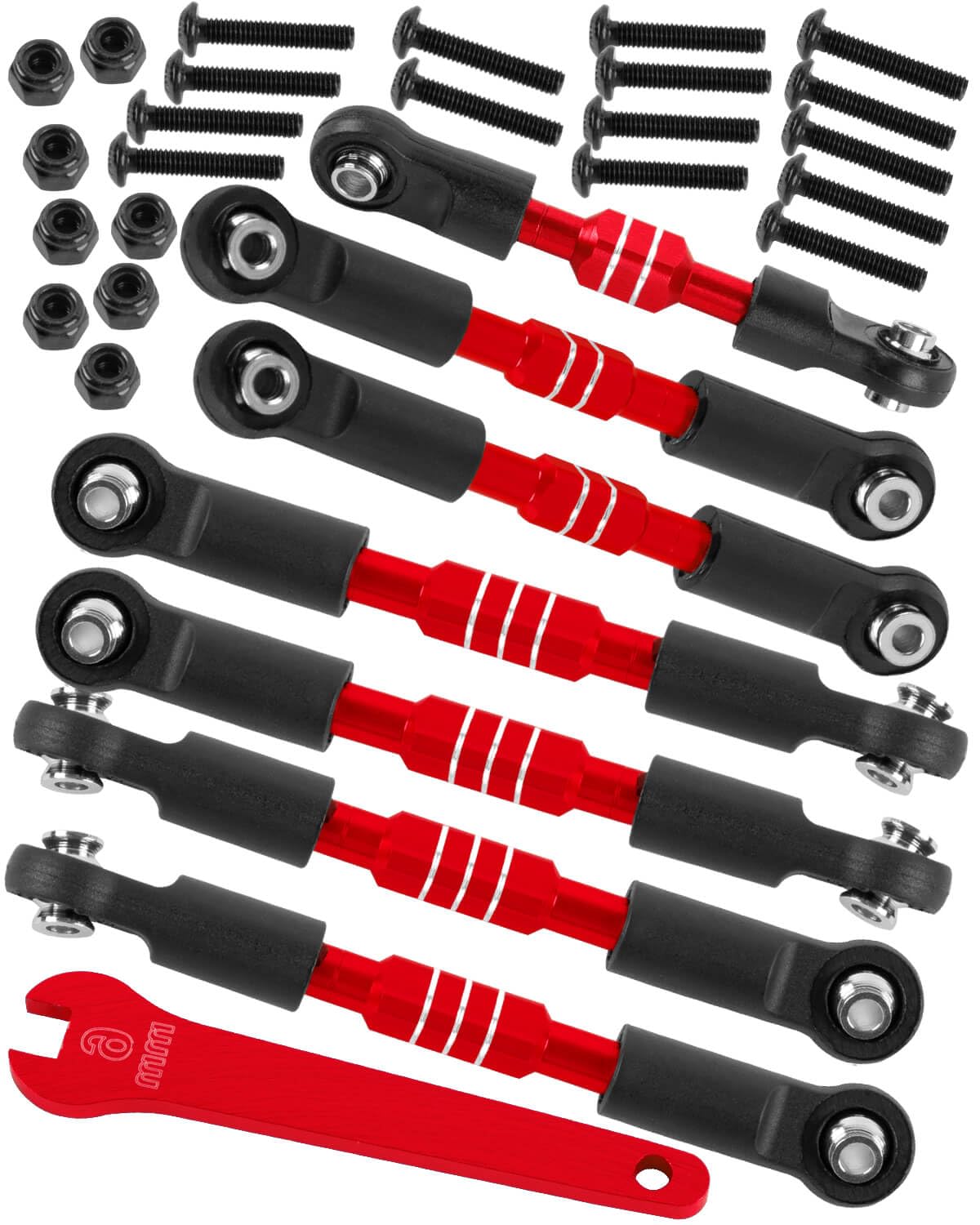 hopsupRC RC Aluminum Front&Rear Link Set Upgrades Part for 1/10 Slash/Rustler/Stampede/Bandit VXL 2WD.Adjustable Turnbuckles Camber Links Toe Link