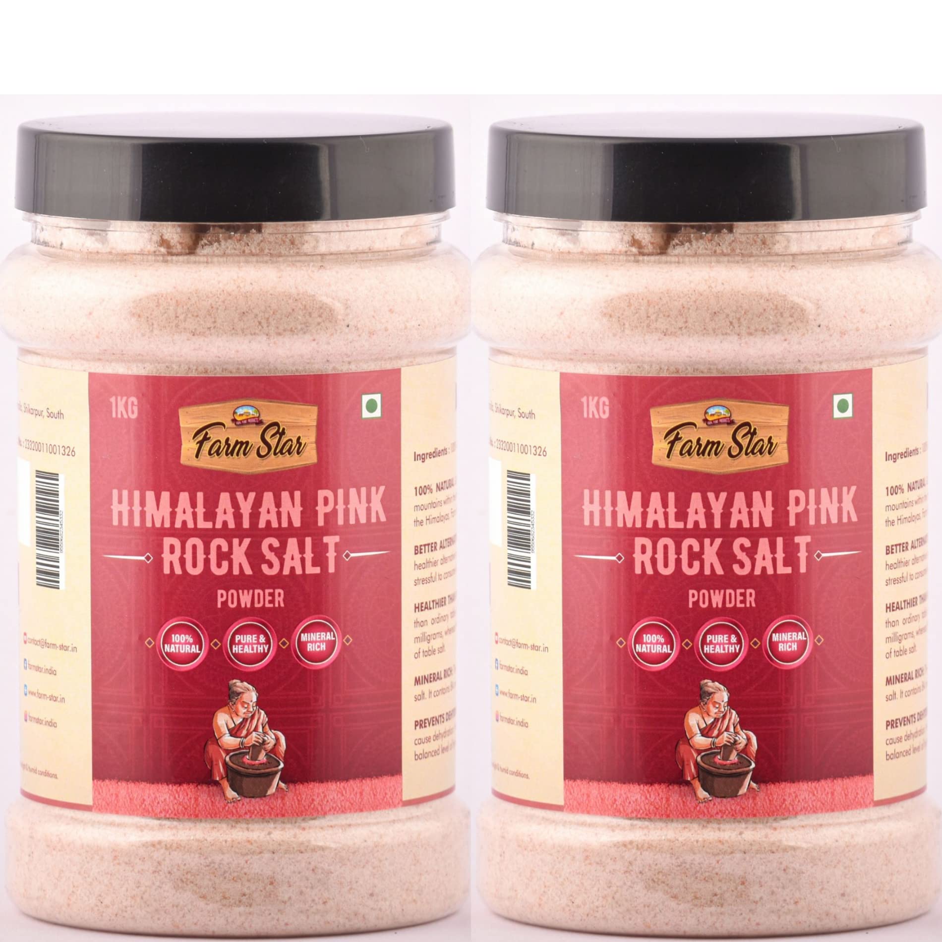 Farm Star Combo Pack Of(Himalayan Pink Rock Salt)Powder 1000Gm+1000Gm(2000Gm)-Contains Less Sodium Than Ordinary Salt (B09XBFSHP1) Amazon Price History, Amazon Price Tracker