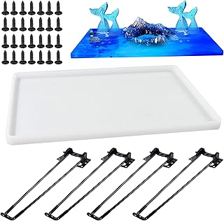 Large Silicone Molds for Epoxy Resin Table, 9 x 14 Inch Rectangle Resin Table Silicone Molds with Legs for DIY Art Home Decor, River Table, Cutting Board, Resin Art