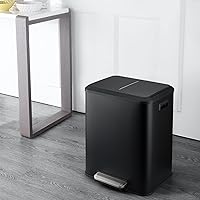 Vista 7 de GlowSol Black Kitchen - Cubo de basura de doble paso y cubo de reciclaje con tapa de cierre suave, cubo de basura sin contacto con pedal y cubo