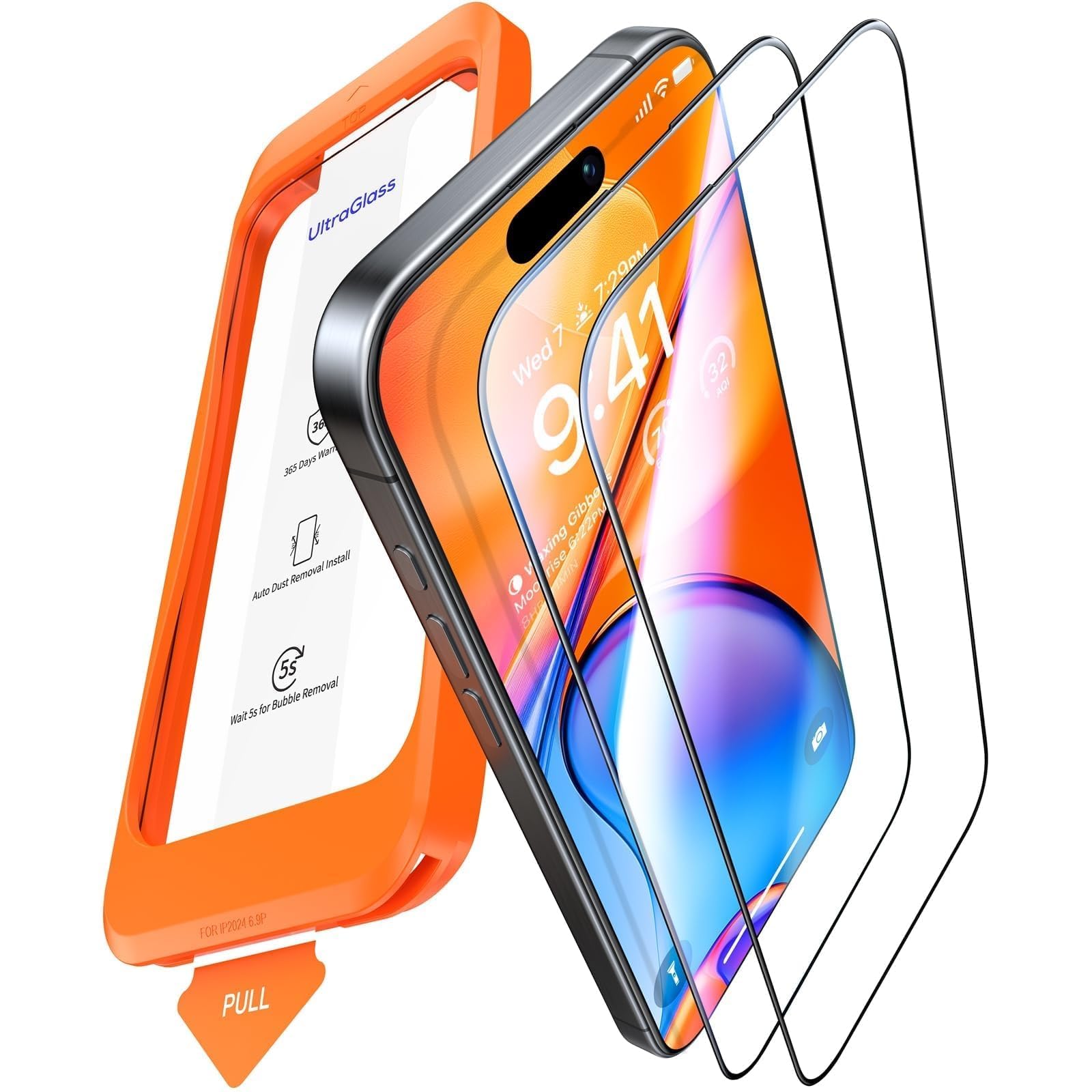 UltraGlass Top 9H+ Glas für iPhone 14 Pro Displayschutzfolie Panzerglas [Längste Haltbarkeit & Militärqualität Bruchsicher] Displayschutzfolie 14 Pro Vollständige Abdeckung, Anti-Fingerabdruck, 2