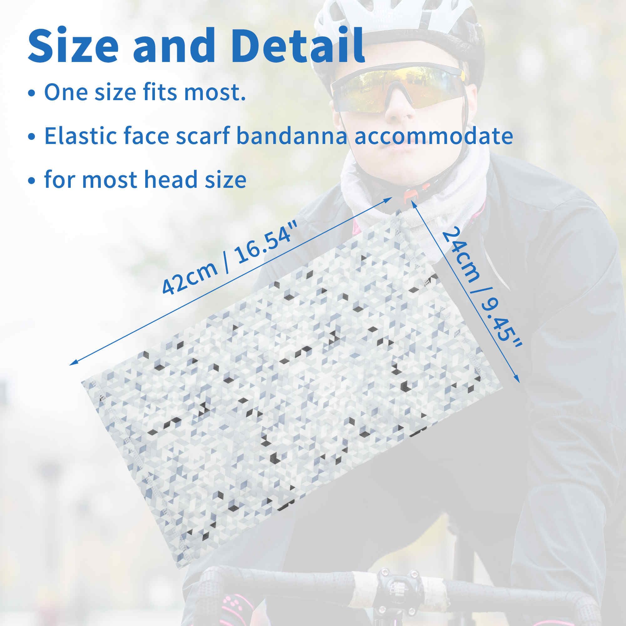 Cache-Cou Rafraîchissant 1 Pc pour Ski Moto Vélo Plein Air | Polyester, Nylon, 24x42cm, Blanc À Carreaux, Pour Course, Antivent, Protection Uv, Léger, Respirant