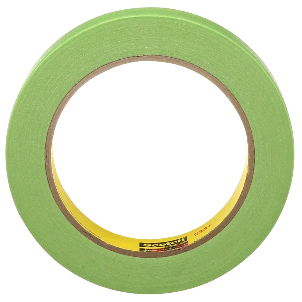 3M 233+ Crepe Paper Performance Masking Tape, 250 Degree F Performance Temperature, 25 lbs/in Tensile Strength, 60 yds Length x 1" Width (Case of 24)
