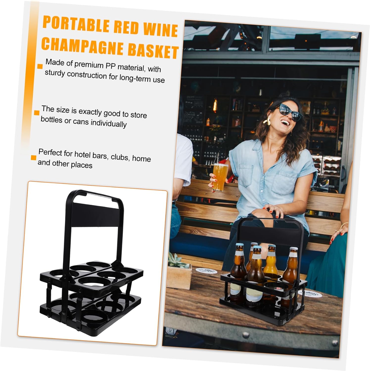 Hemobllo 1pc Folding Beer and Wine Bottle Holder Portable Black Storage Basket for Beer and Wine Bottles Convenient Carrying Design for Ktv and Bar Use
