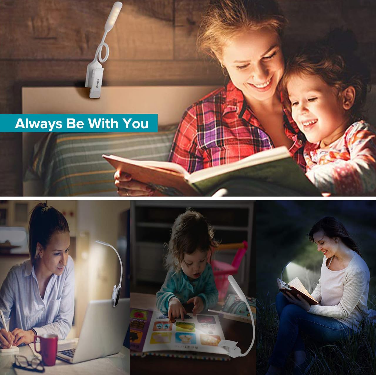 Luz De Libro Para Leer En La Cama, Luz De Lectura LED Recargable Con Brillo Continuo Y Temperatura De 3 Colores, Lámpara De Lectura Fácil De Poner