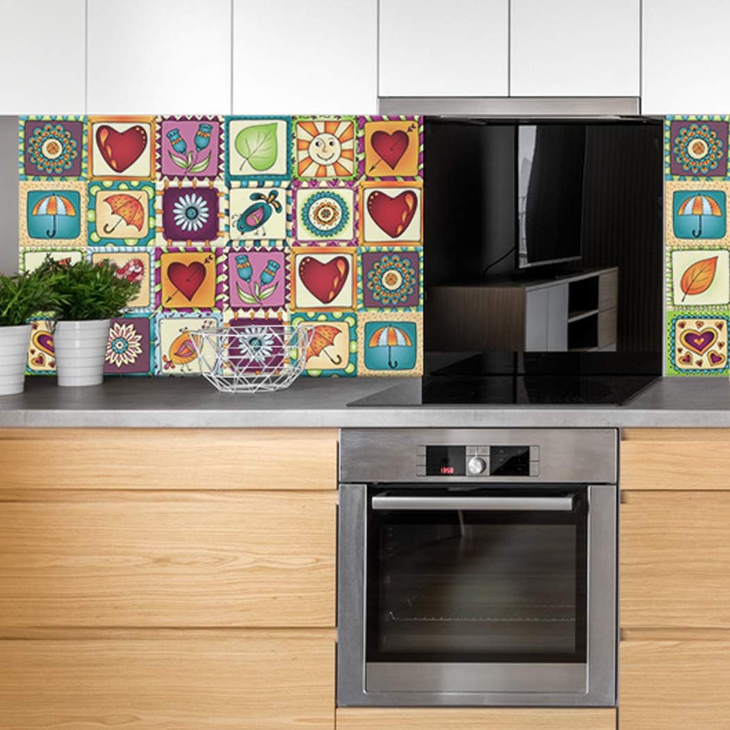 RoyalWallSkins Decorative Tile Decals 4x4 Inch - Set of 16 - Self Adhesive Peel and Stick Tile Stickers for Backsplash Bathroom Kitchen Home Decor (Pula TAD170518)
