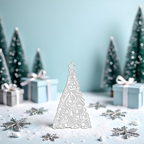 Miniatura 3 de Troqueles plateados para cortar árbol de Navidad, troqueles de metal, plantillas de estampado de árbol de Navidad para manualidades, álbumes de