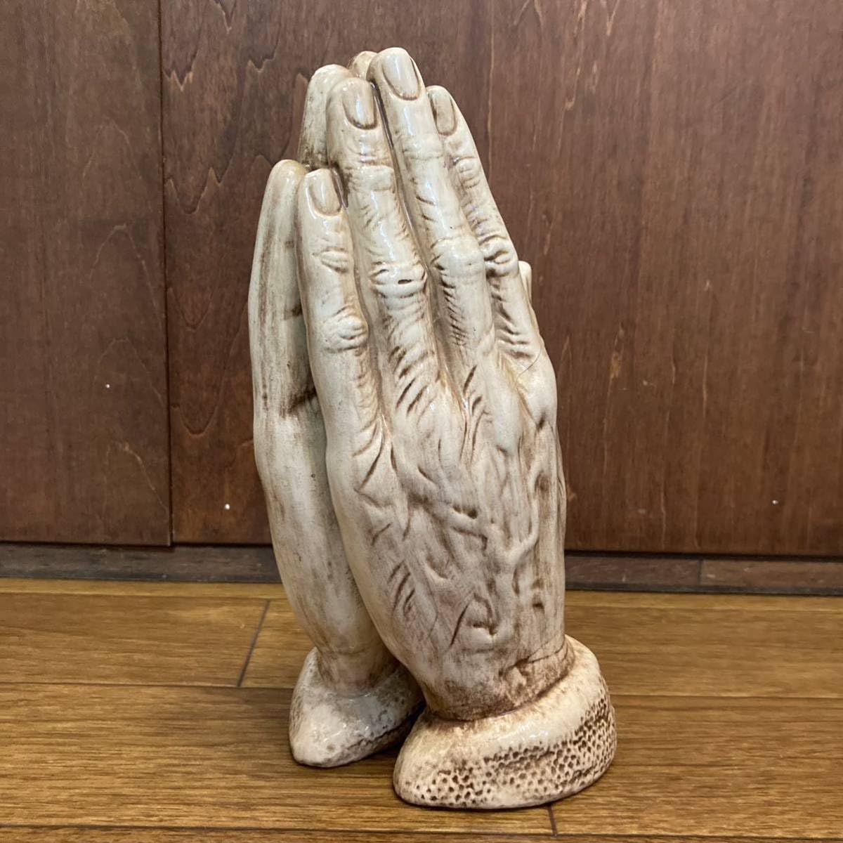 ビンテージ 祈りの手 プレイハンド 木製 置物 合掌 オブジェ マリア