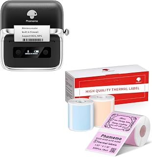 Phomemo M250 3 Inch Label Maker Machine with Tape, 2025 Upgrade Portable Barcode Label Printer for Business, Home, Logo Label, with Square Thermal Color Label,1.57'' x 1.18''