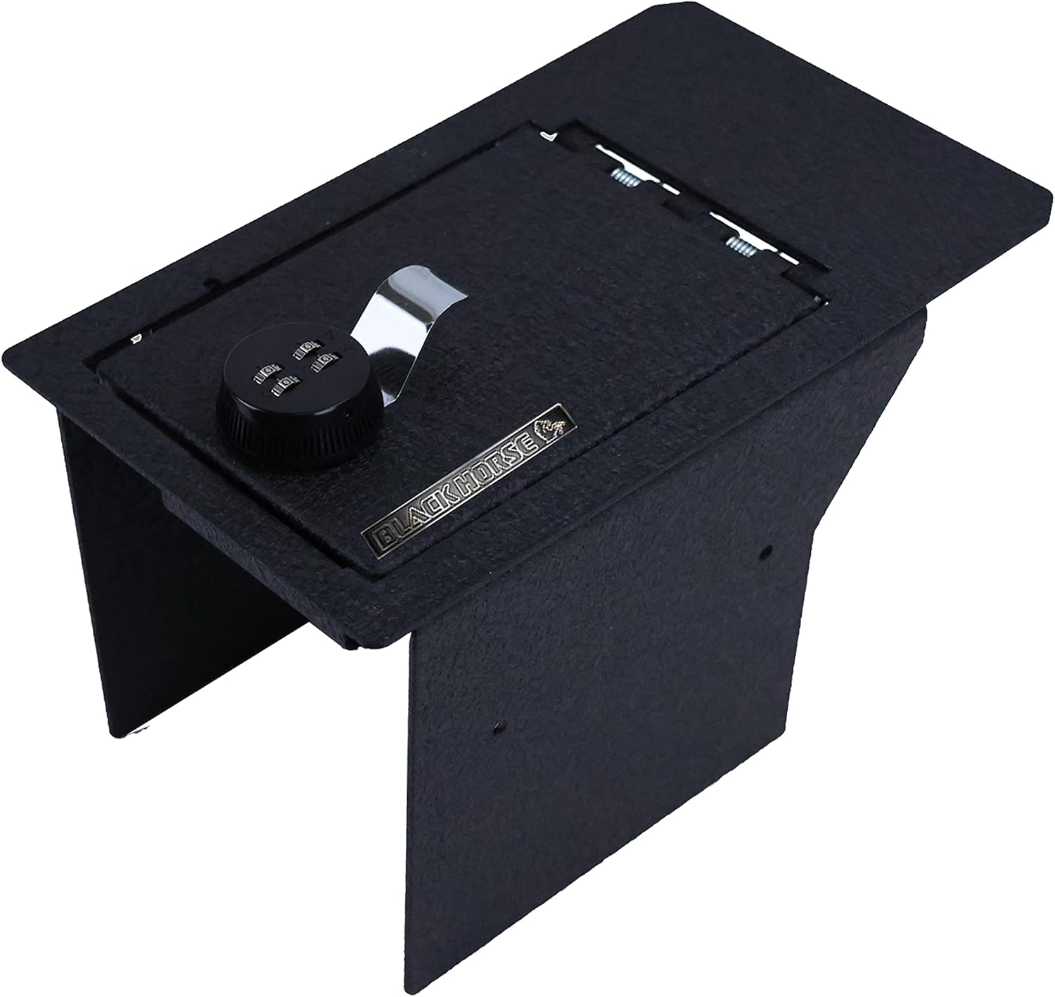 Black Horse Center Console Safe Security Lock Box, Black Gun Box Organizer, with 4 Digit Combination Resettable Lock Compatible with 2021-2024 Ford Mustang Mach-E-ASFM01
