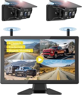 VEKOOTO VK101 2 Magnetic Solar Wireless Backup Camera with 10.1'' Touchscreen Monitor, 15,800mAh Rechargeable, No Wiring, HD1080P Night Vision Wireless Backup Camera for Trucks, RV, Trailer, Camper