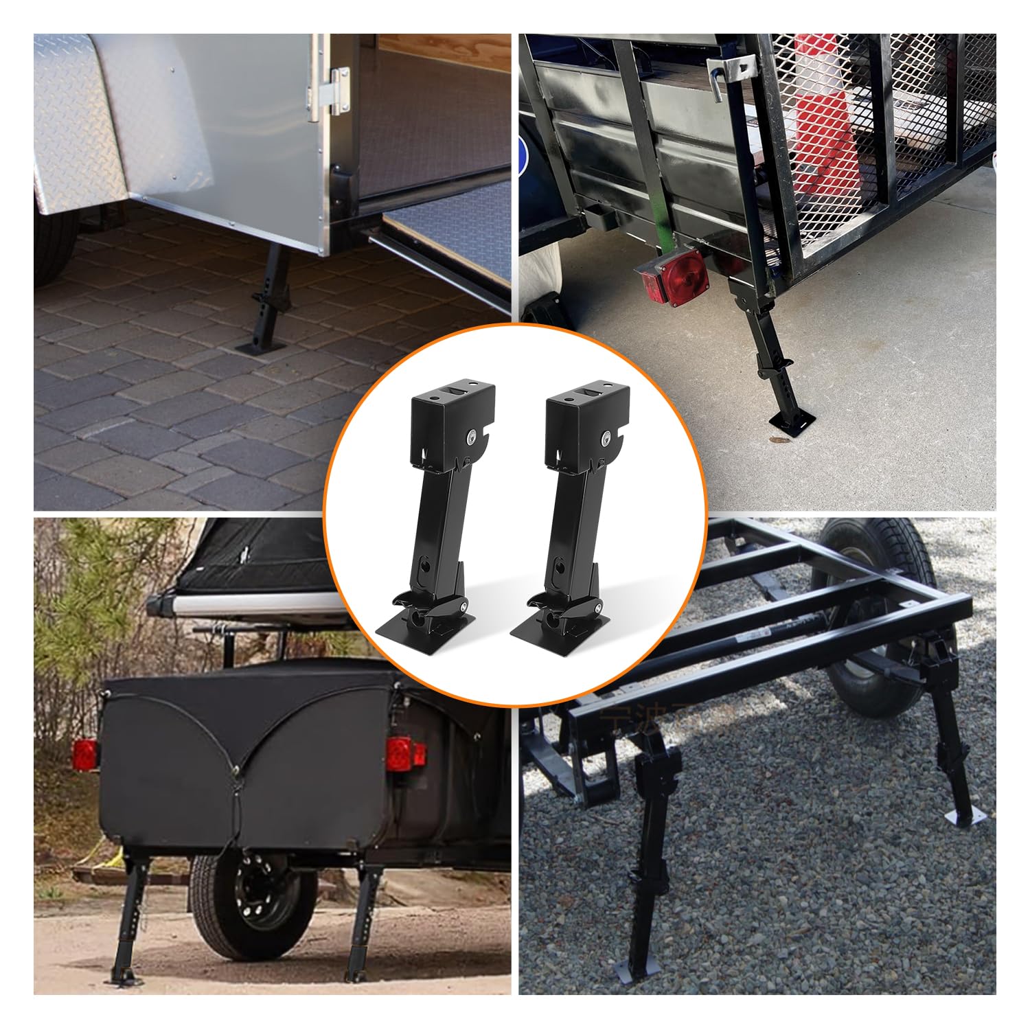 ROADGIVE 2-Pack Telescoping Trailer Stabilizer Jacks - 12" To 18" Range, 1000 Lb Capacity Each, With Level & Rod