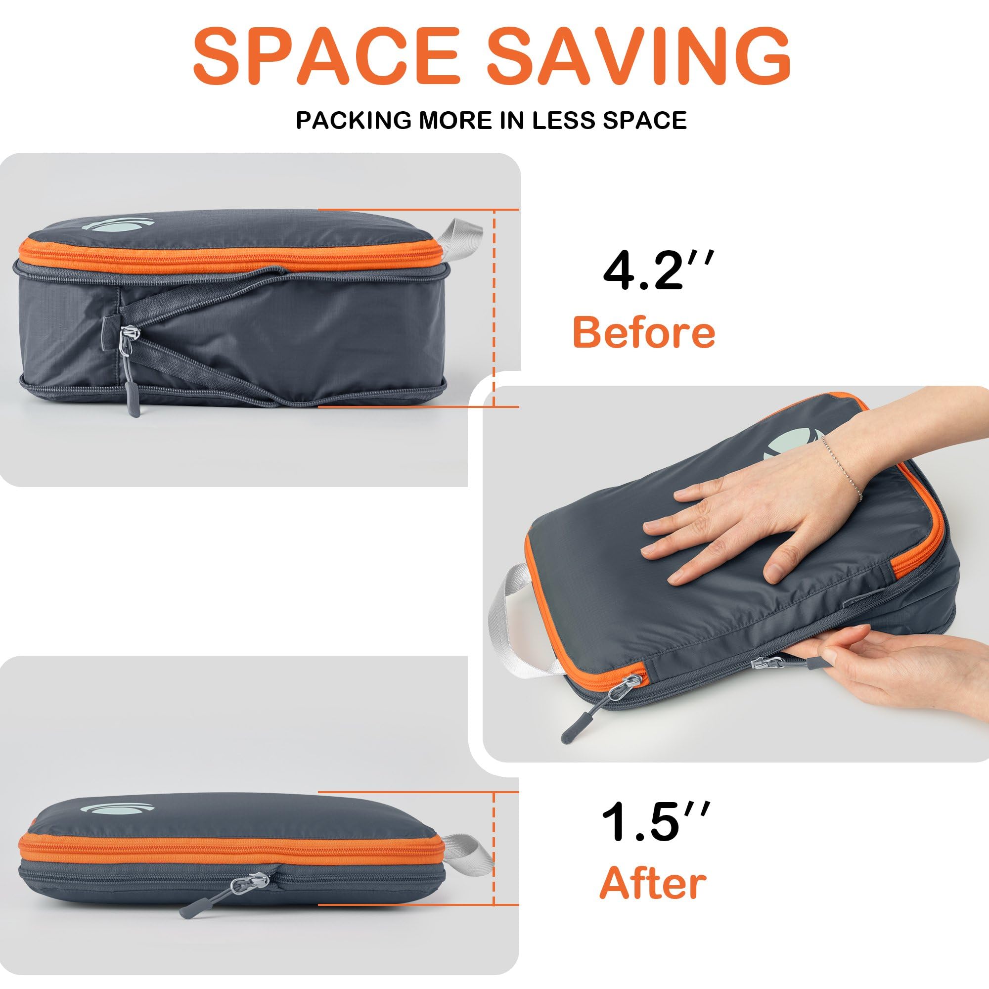 Set 8 Organizer Valigia Compressore - Sacchetti Viaggio Ultraleggeri, Salvaspazio, Bianco - Foto 10