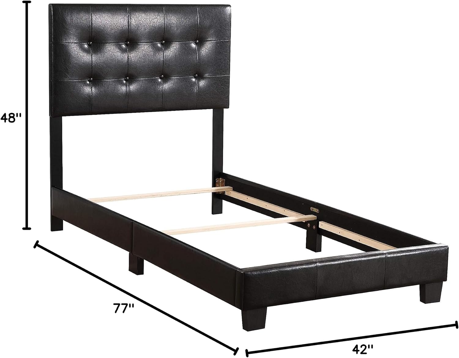 Glory Furniture Caldwell Faux Leather Panel Twin Bed in Black