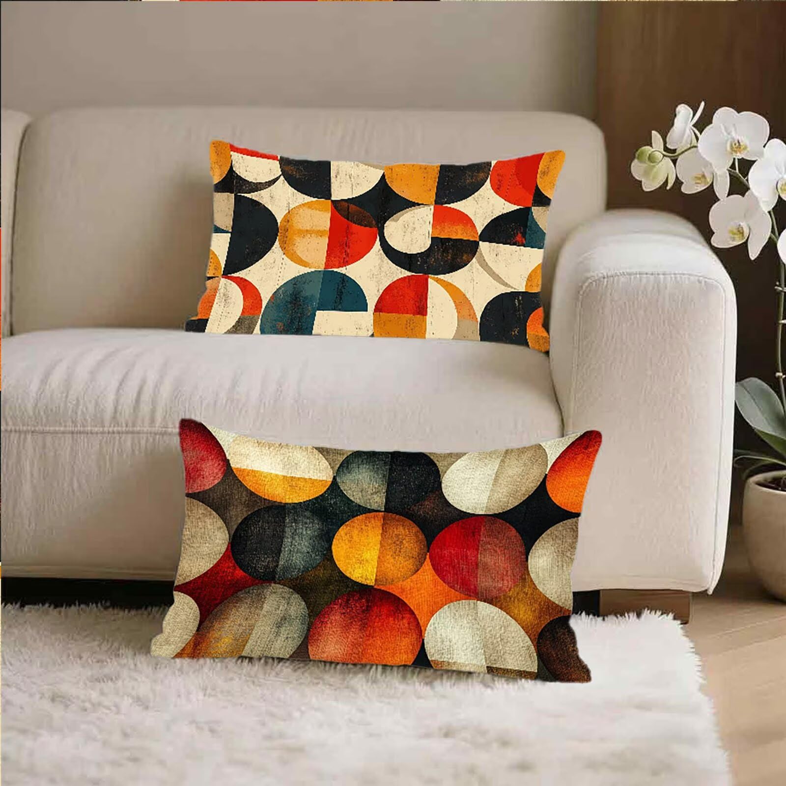 Federe Cuscino 60x80 Set di 2, Geometria Federe Cuscini Divano Lino, Rettangolari Copricuscini 60x80cm Con Cerniera Invisibile, Copricuscino per Camera Letto Casa Decorazioni Regalo, Nordico I-3083
