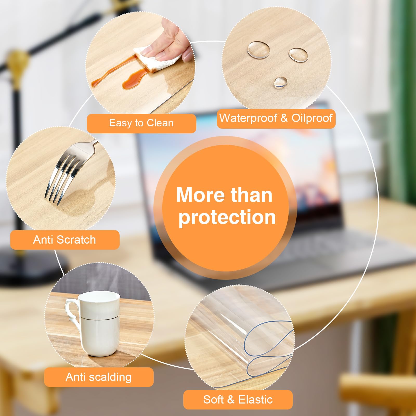 PUEAZU Sottomano da Scrivania Trasparente in PVC, 100x40cm Tappetino da Scrivania Grand, Chiara Copertura per Tavolo Antiscivolo Impermeabile Anti-graffio Protezione per Scrivania per Casa/Ufficio