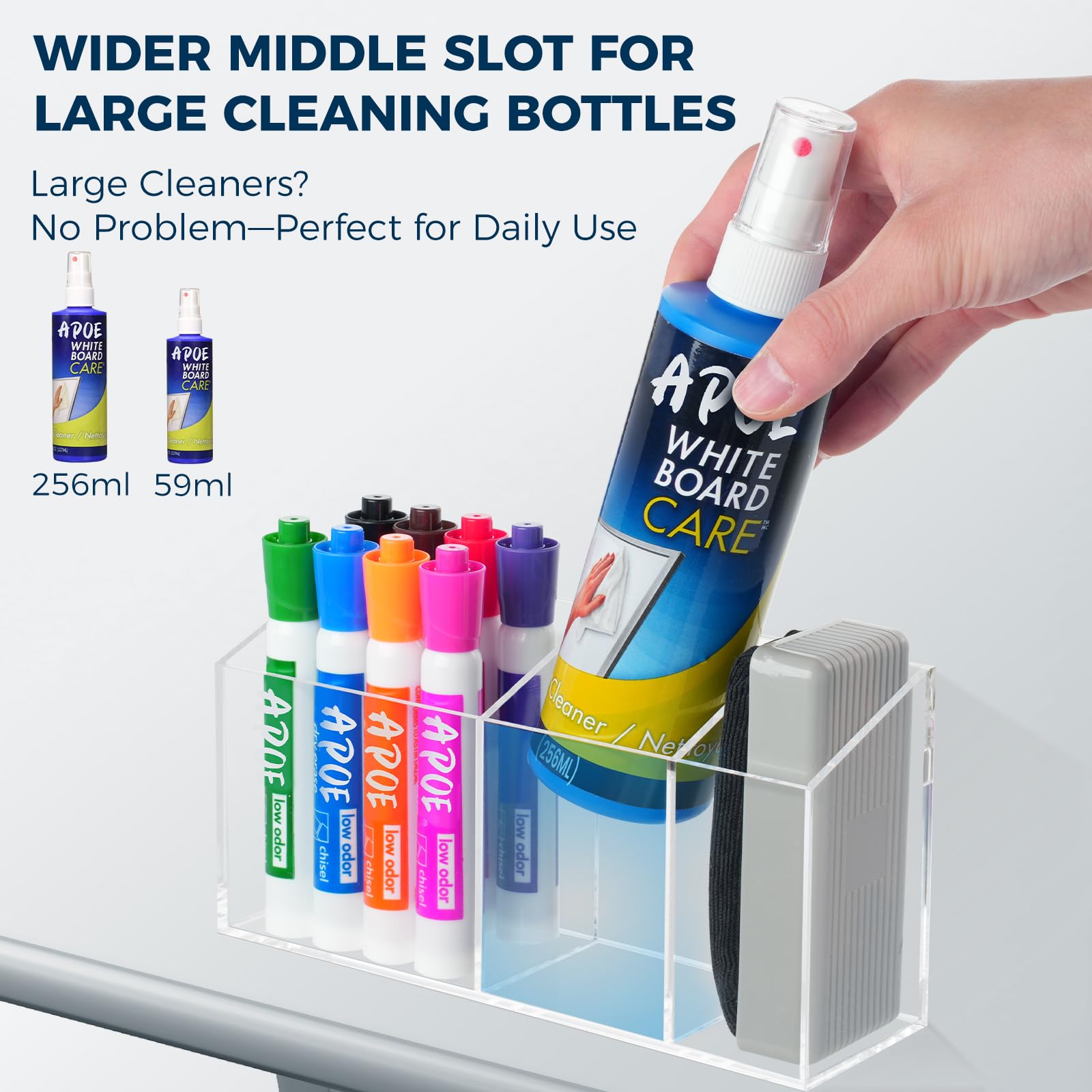 Soporte magnético fuerte para bolígrafo para refrigerador, pizarra blanca de borrado en seco para refrigerador, soporte magnético acrílico para bolígrafo con 3 compartimentos, taza magnética 3
