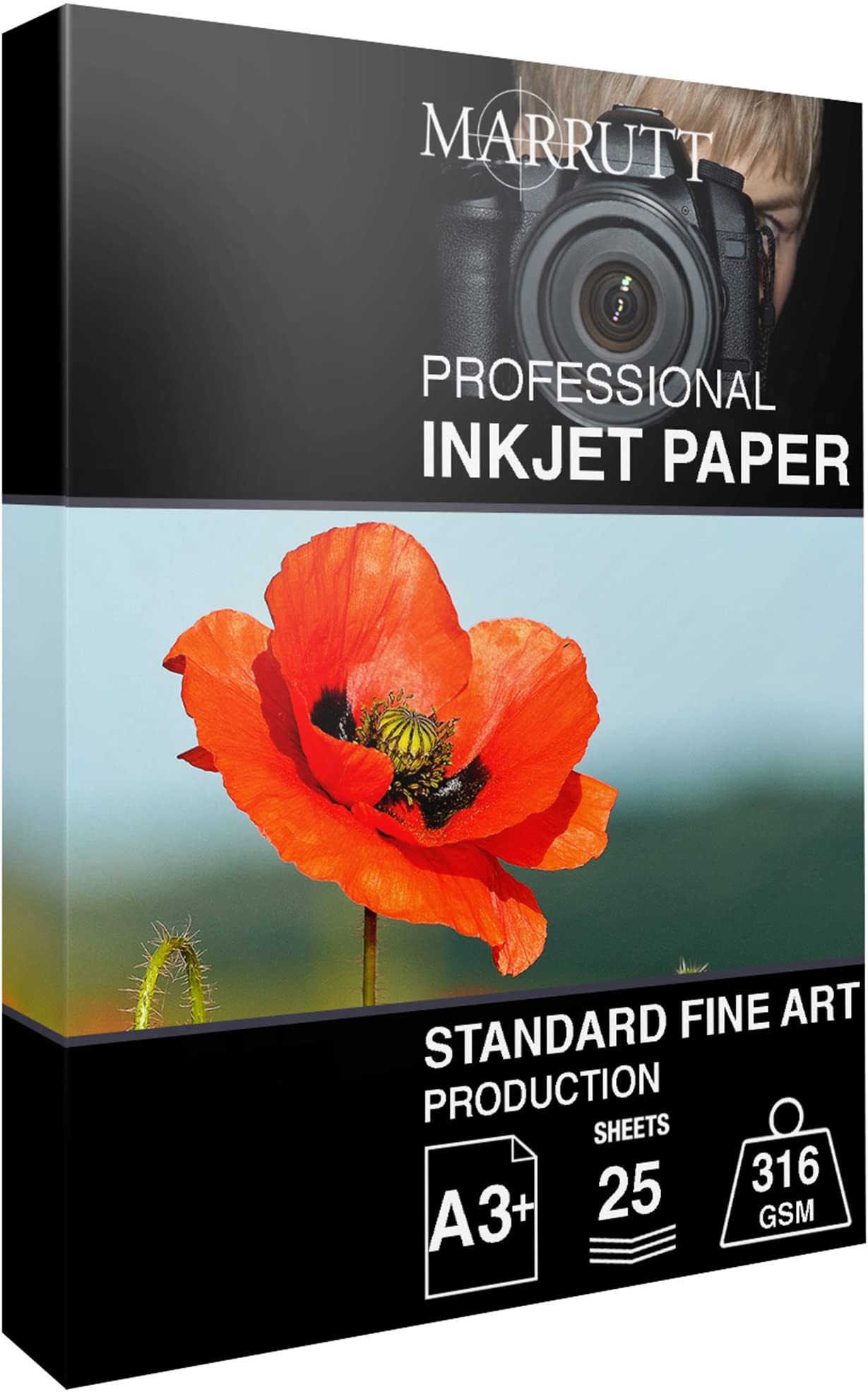 Marrutt 316gsm Standard Fine Art Textured Inkjet Photo Paper: A3+ 25 Sheets (A3+ 25 Sheets)