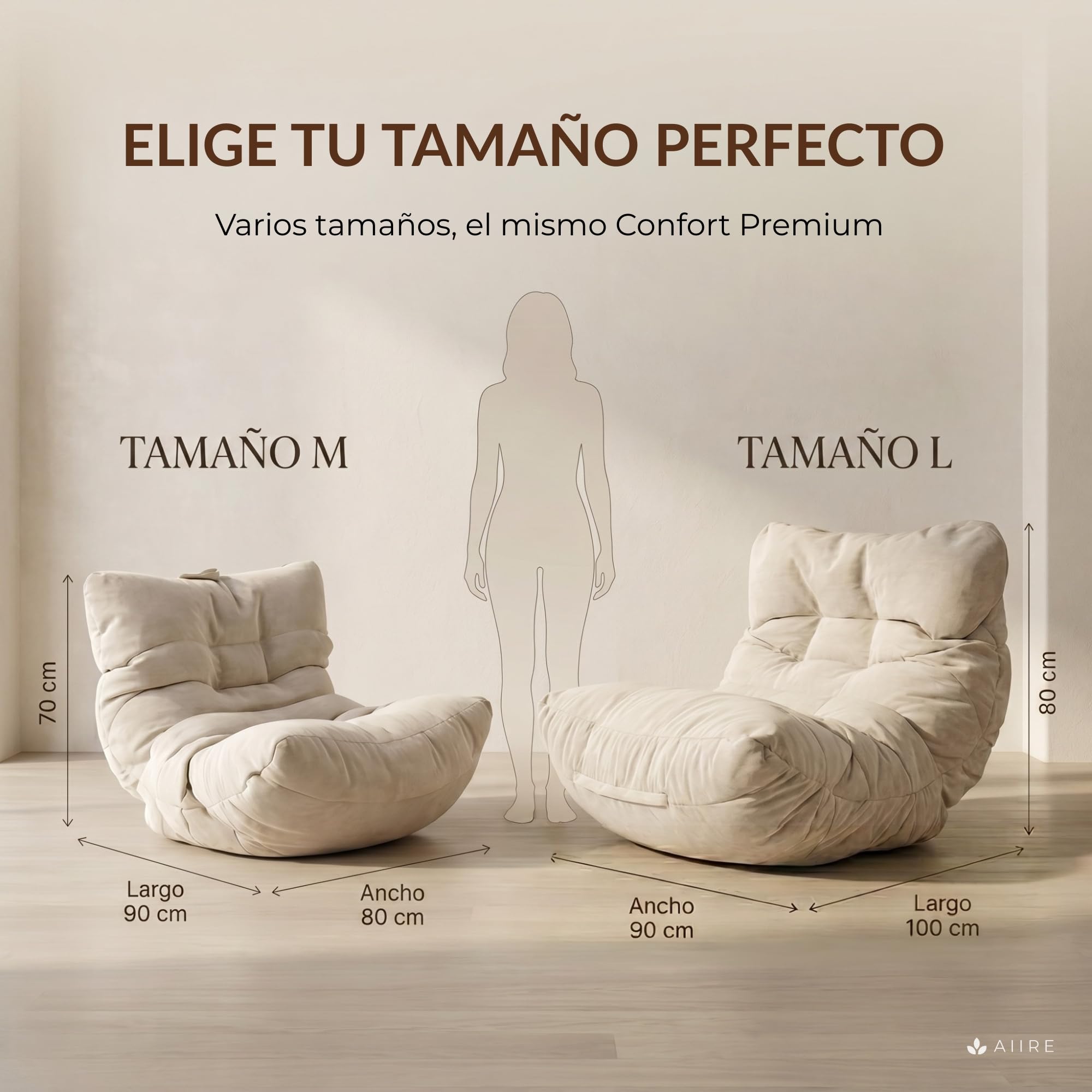 Aiire Puff Salón XXL de Diseño - Sillón Puf con Relleno Incluido para Adulto - Bean Bag Chair Premium para Dormitorio - Funda Desenfundable y Lavable Gris Oscuro
