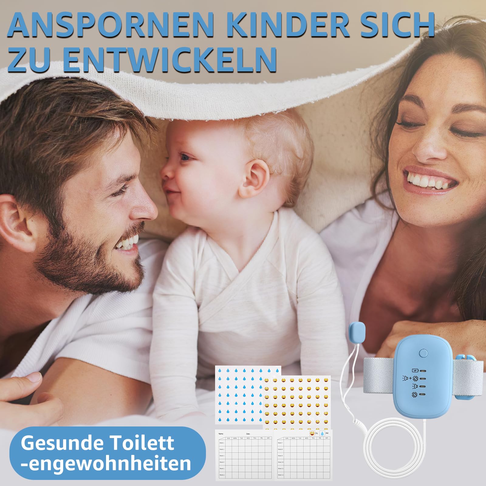 Alarme d'énurésie nocturne pour enfants et adultes VIHBRAI, sonnette pour pantalon avec 3 modes de fonctionnement, USB rechargeable, alarme de pot sans fil, alarme d'urine et vibration