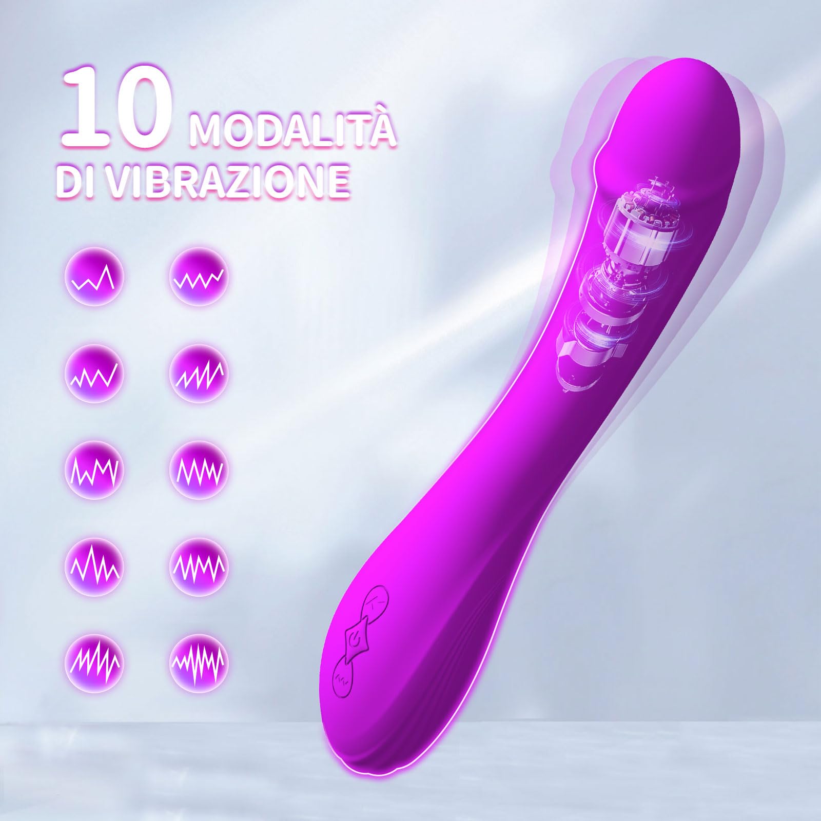 Vibratoreper Donna realistico Dildo,Sex Toys Vibratori Clidoride Donna con 10 Modalità Sex toyscop donna 22cm vibratore donna Vibratori Donna vibratoreper donna pene-USB…, Viola