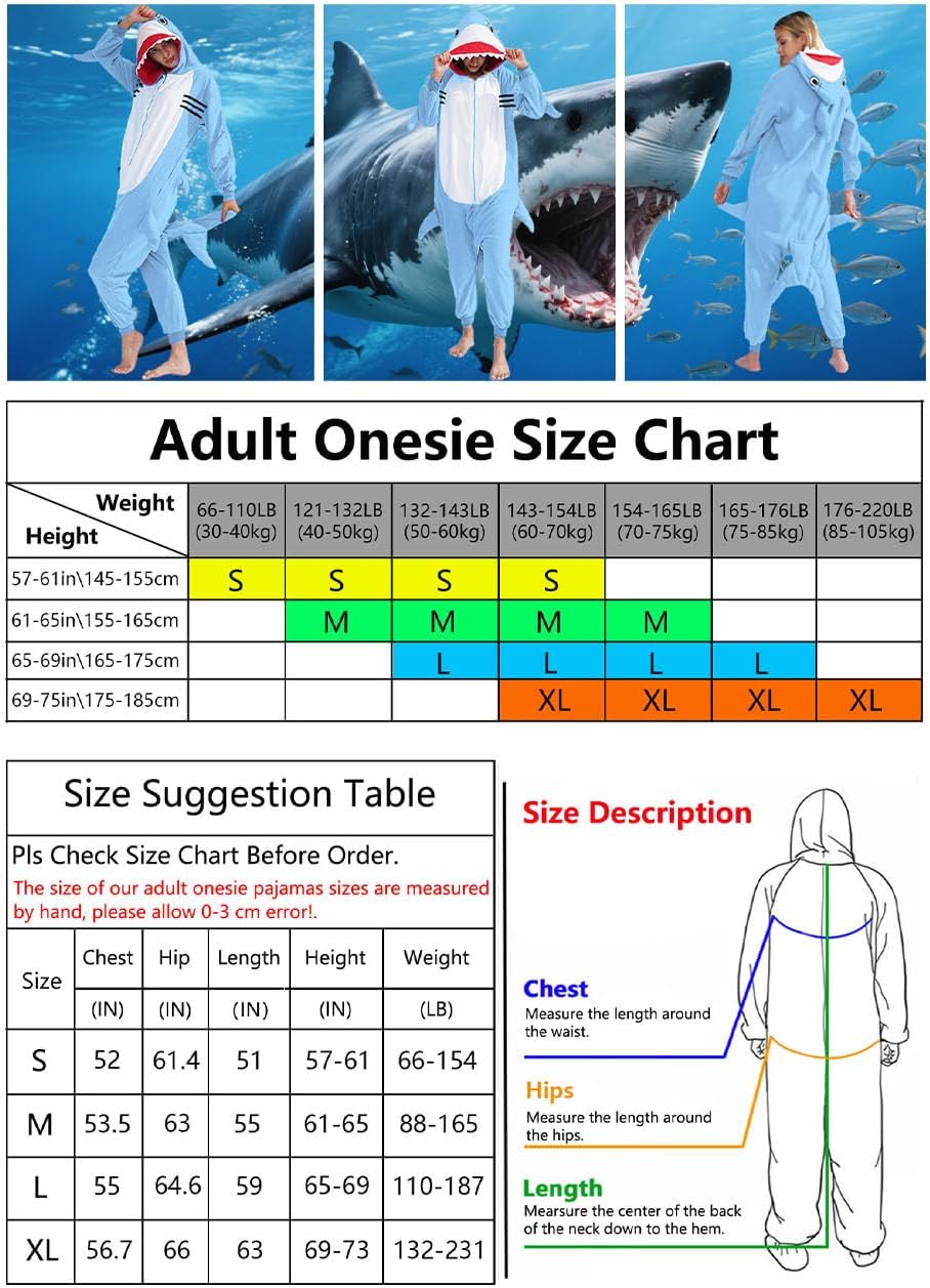 vavalad Adult Shark Onesie Pajamas Unisex Cosplay Costume Women and Men - Image 5