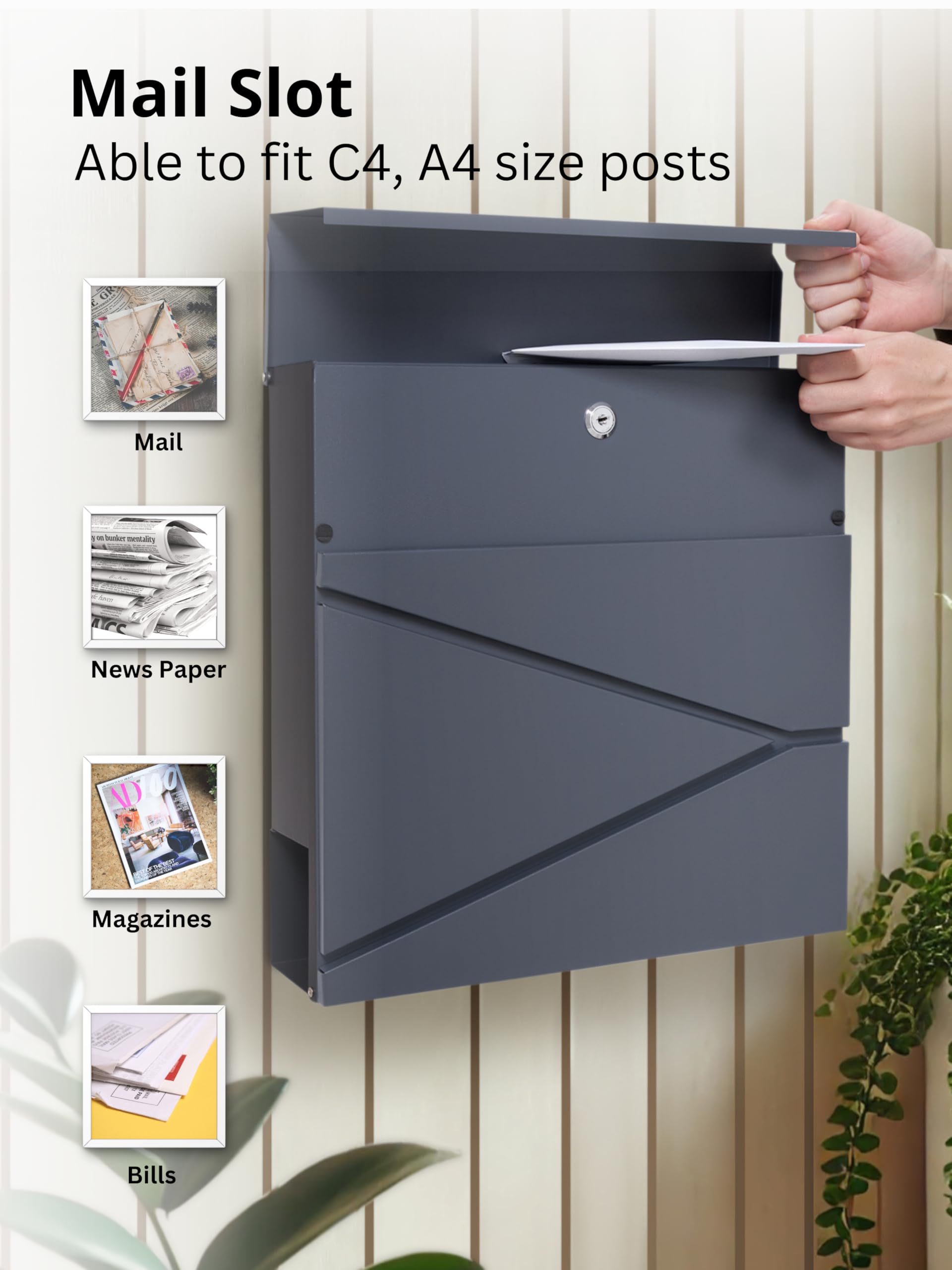 Buzón Exterior Buzón De Pared Moderno Con Cerradura Acero