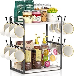 EsLuker.ly 2 Tier Coffee Bar Organizer Counte...,