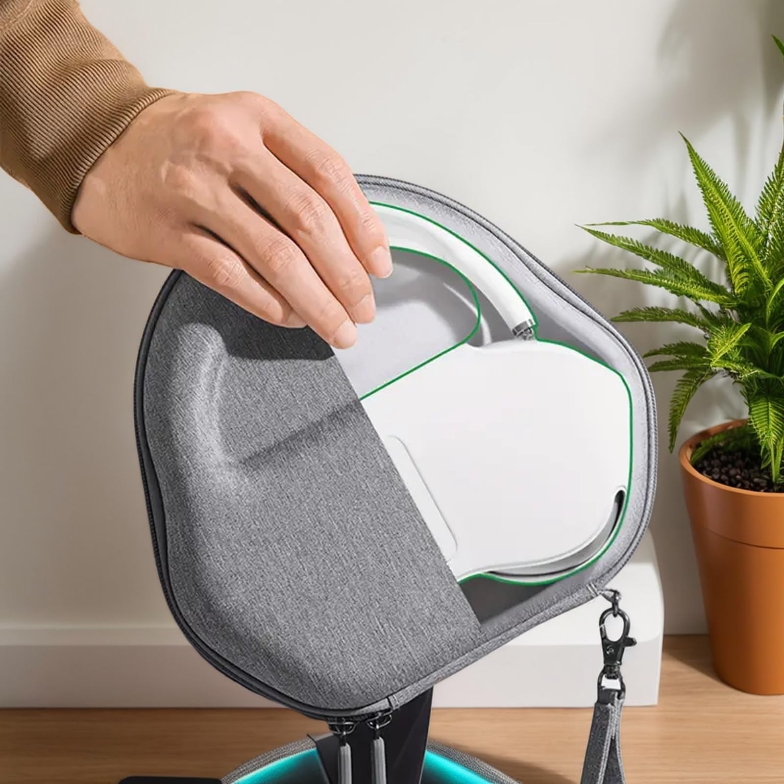 Custodia intelligente per AirPods Max, custodia da viaggio resistente e leggera, con cavo di ricarica integrato per Apple AirPods Max, protegge da graffi e urti (circolare)