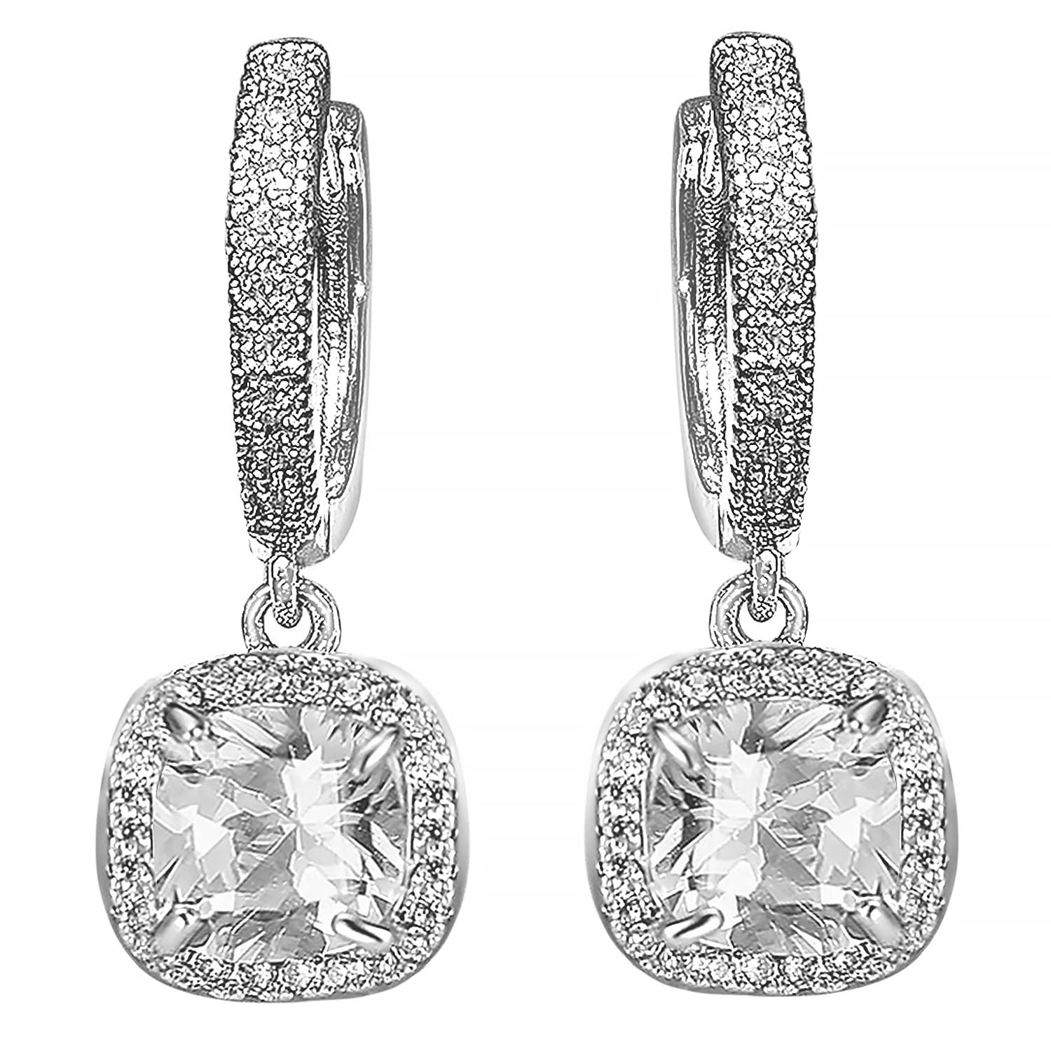 Peora American Diamond Studded Silver Plated Hoop Drop Earrings Fashion Wear Stylish Jewellery Gift for Girls & Women (PX8E100) (B0BTPRK4LV) Amazon Price History, Amazon Price Tracker