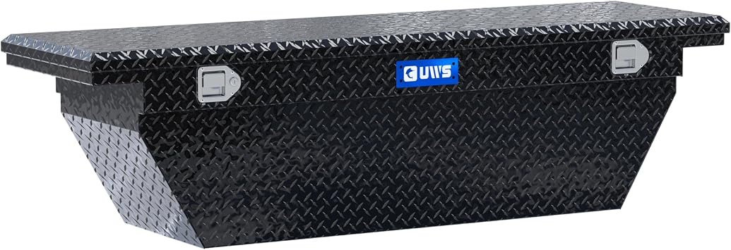 UWS EC10772 69-Inch Gloss Black Heavy-Wall Aluminum Deep Angled Truck Tool Box with Low Profile, RigidCore Lid