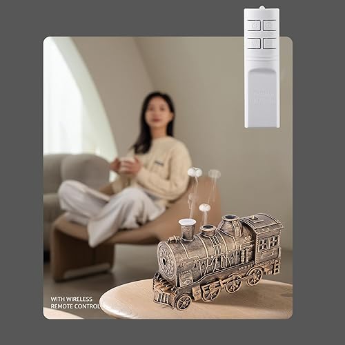 Miniatura 4 de Diydeg Train Diffuser, 300ml Quiet Vintage Steam Train Essential Oil Diffuser with Night Light, Cool Mist Humidifier Diffuser for Bedroom Desk
